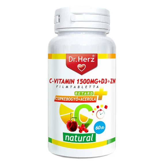 Dr Herz c-vitamin 1500mg+D3+Zn csipkebogyó+acerola 60x