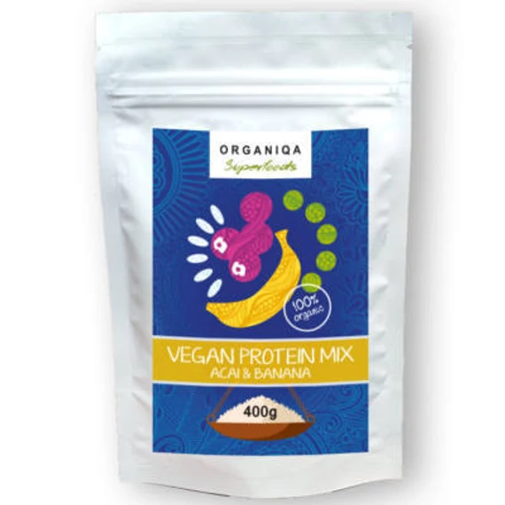 Organiqa bio vegán acai-banán fehérje 400g