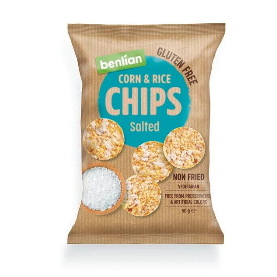 BenlianFood Kukorica-barnarizs chips sózott 50g
