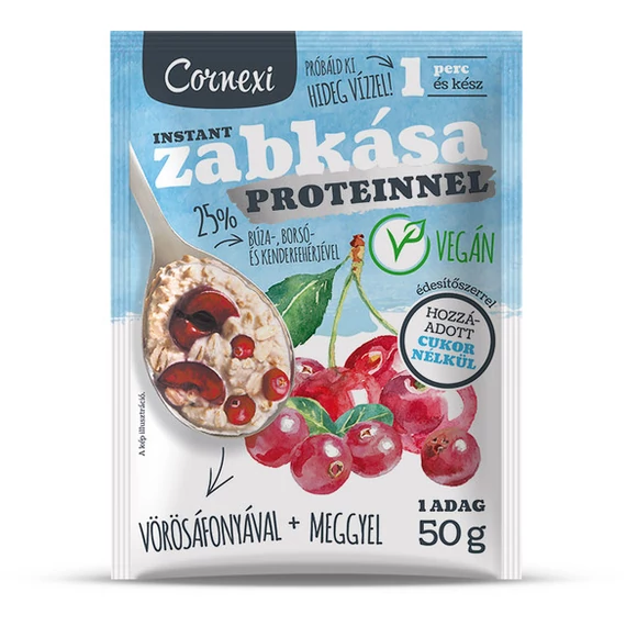 Cornexi protein zabkása vörösáfonya-meggy vegán HCN édesítőszerrel 50g