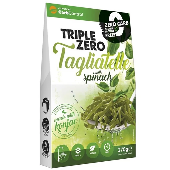 Forpro zero kalóriás tészta szélesmetélt spenóttal 270g