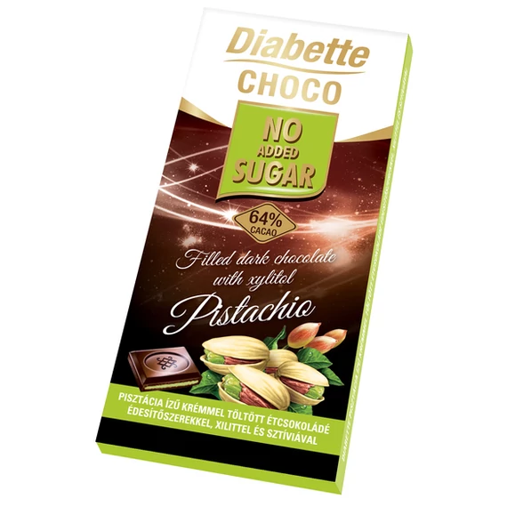 Dibette NAS pisztácia ízű krémmel töltött étcsokoládé 80g