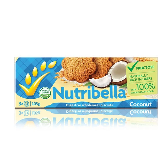 Nutribella kókuszos, teljes kiőrlésű vegán keksz 105g