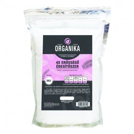 Organika 4x erősségű édesítőszer eritrit+premium stevia 500g
