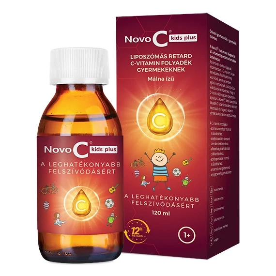 Novo C Kids plus liposzómás retard c vit.foly.málna ízű 120ml