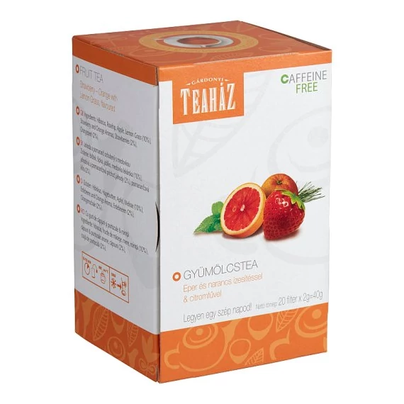 Gárdonyi Teaház 20x gyümölcstea eper narancs citromfű fi 20x