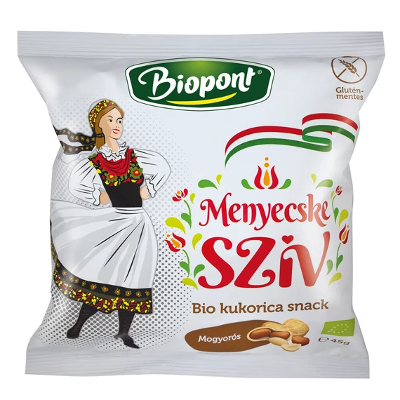 Biopont Menyecske szív kukorica snack mogyorós 45g