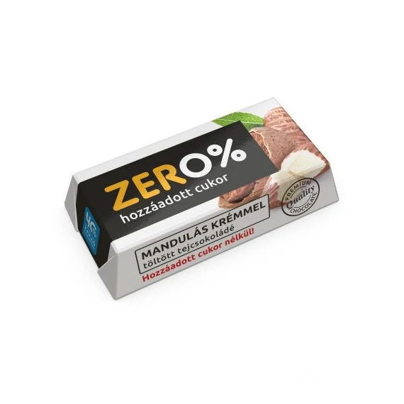 Szerencsi Zero Mandula ízű krémmel töltött tejcsokoládé édesítőszerrel 21g