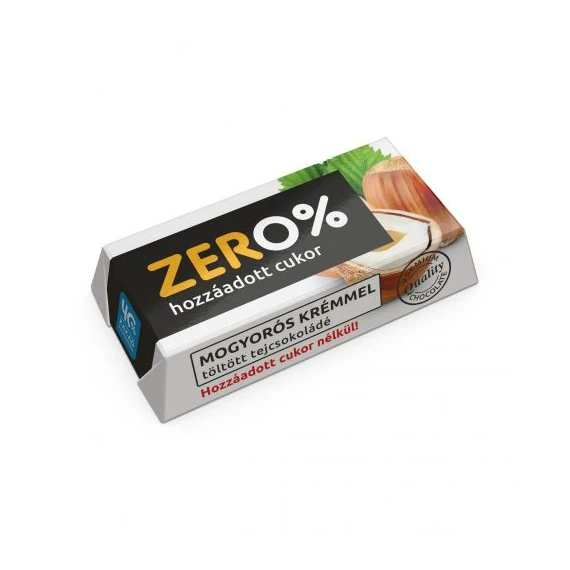 Szerencsi Zero Mogyoró ízű krémmel töltött tejcsokoládé, édesítőszerrel 21g