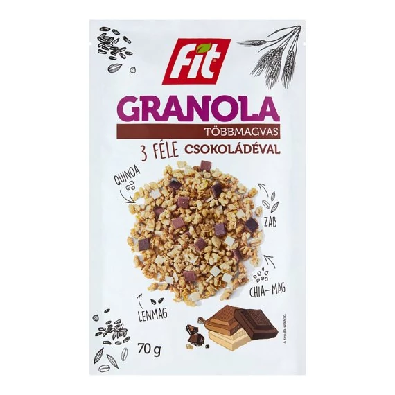 Fit Reggeli Granola többmagvas 3 féle csokoládéval 70g