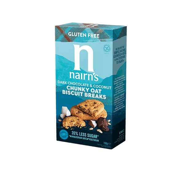 Nairns gluténmentes zabkeksz kókusz-étcsoki 160g