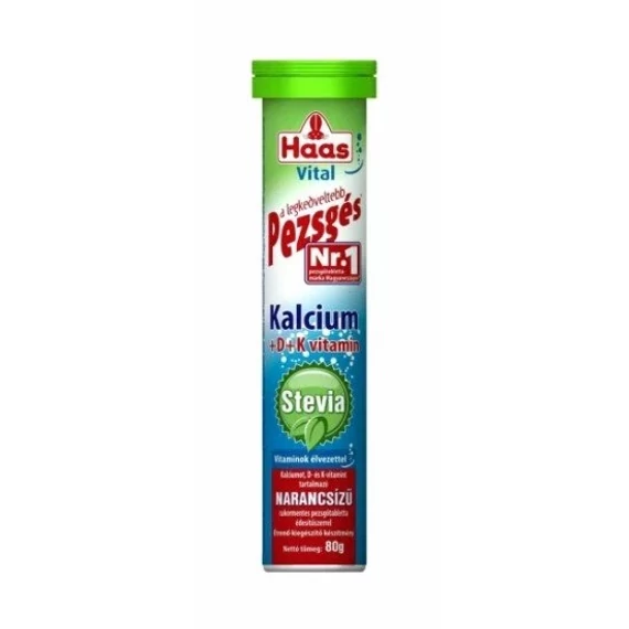 Haas Stevia Calcium+D+K vitamin pezsgőtabletta 80g