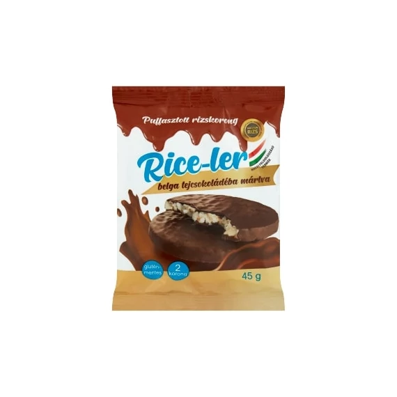 Rice-ler puffasztott rizskorong belga tejcsokoládés 45g