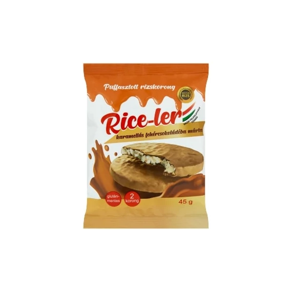Rice-ler puffasztott rizskorong karamellás-fehércsokis 45g