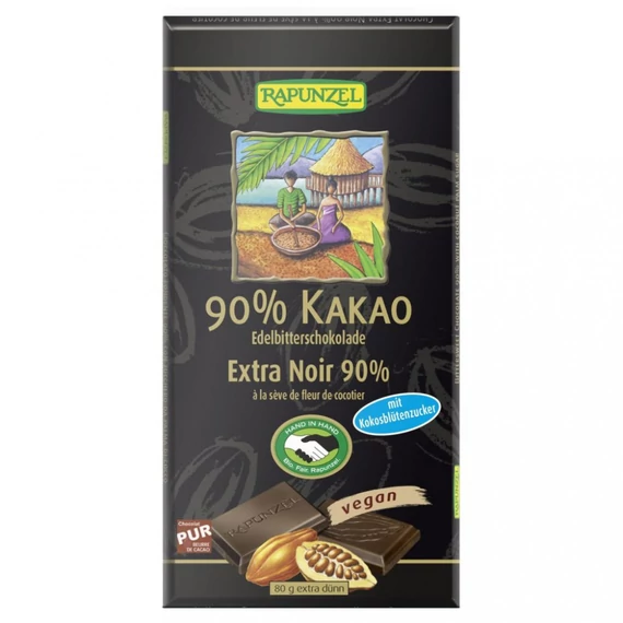 Rapunzel bio keserűcsokoládé 90%-os kakaótartalom 80g