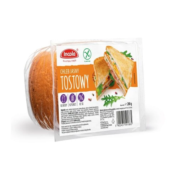 Incola gluténmentes fehér toast kenyér 200g