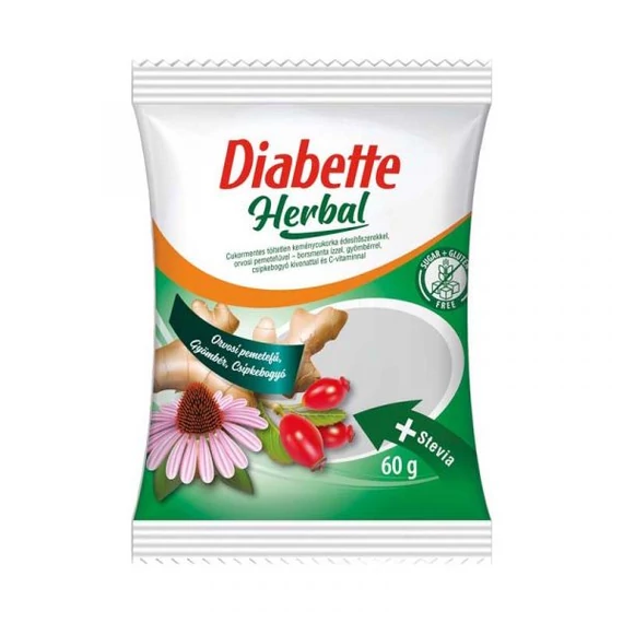 Dibette Herbal cukorm.töltetlen cukorka vegyes gyógynöv. 60g