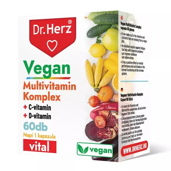 Dr Herz Vegan multivitamin Komplex +C+D vitamin 60x