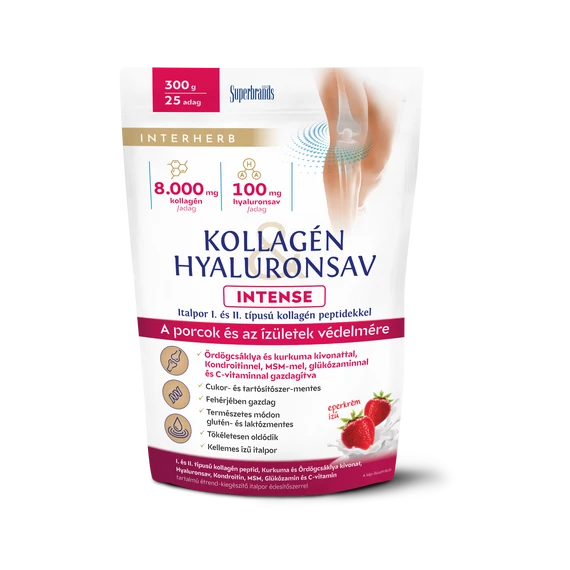 Interherb kollagén&hyaluronsav Porcépítő INTENSE eperk. 300g