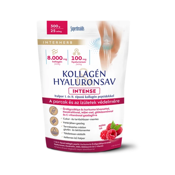 Interherb Kollagén&Hyaluronsav Porcépítő INTENSE málna 300g