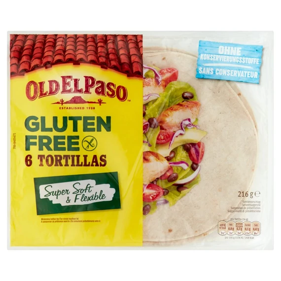 Old El Paso gluténmentes tortilla lap 6db 216g