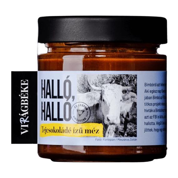 Virágbéke tejcsokoládé ízű méz 'Halló,halló' 250g