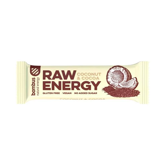 Bombus Raw Energy kókusz és kakaó szelet 50g