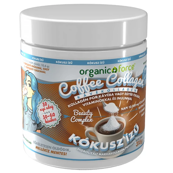 Organic Force kávé kókusz ízű kollagén 318g