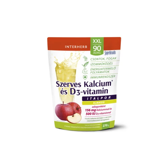 Interherb XXL szerves kalcium+D3 alma ízű italpor 270g