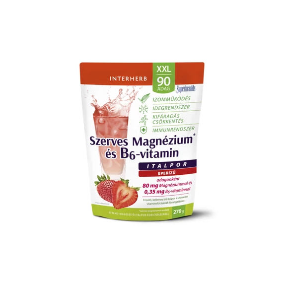 Interherb XXL szerves magnézium+B6 eper ízű italpor 270g