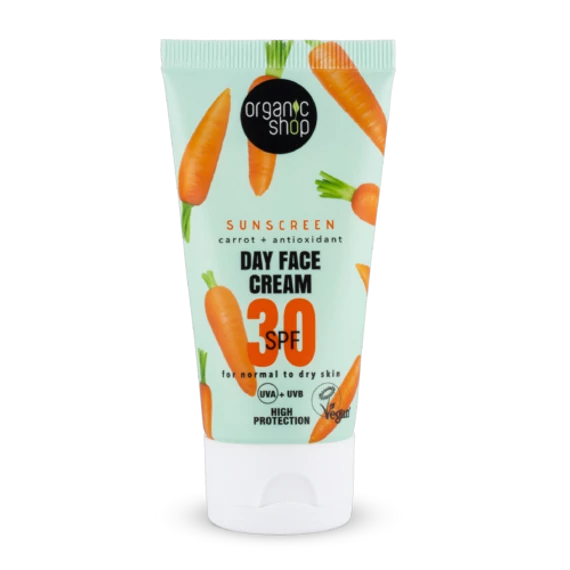 Organic Shop SPF30 fényvédő arckrém sárgarépával 50ml