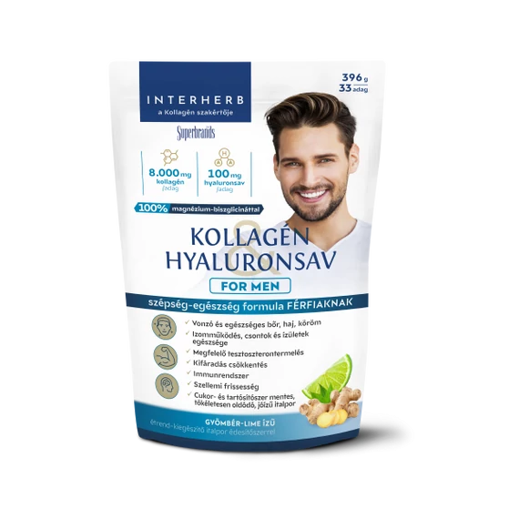 Interherb Kollagén Hyaluronsav italpor ForMen gyömbér-li me 396g