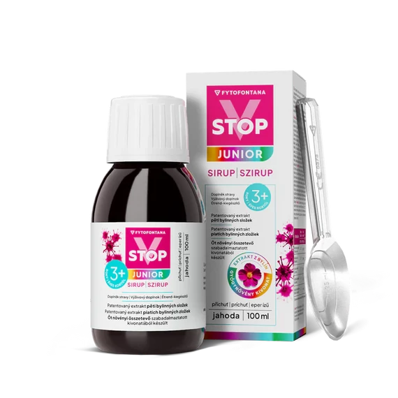 Virostop Junior szirup 3+éves kortól eper ízű 100ml